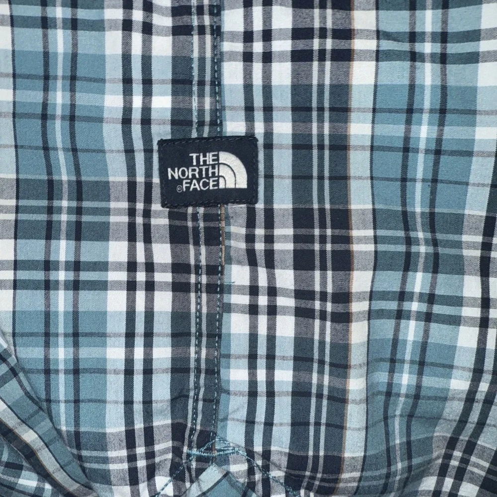 The North Face Mens XL Short Sleeve Button Down Blue  Plaid Shirt